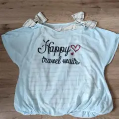 子供服 重ね着Tシャツ 160cm 女の子 水色 ボーダー タンクトップ