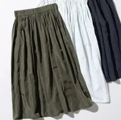 UNIQLO カーキ ボリュームギャザースカート ウエスト69-75cm