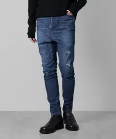 【極美品】4.4万　ato アトウ　ダメージストレッチサルエルデニムパンツ