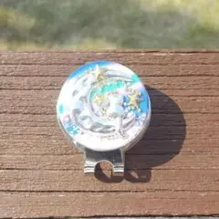 ゴルフマーカー　お月見猫　レジン　ハットクリップセット/　 虹