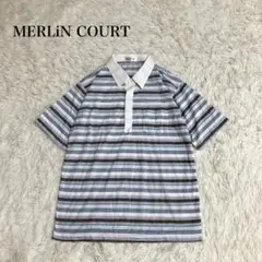 MERLIN COURT ストライプ 半袖ポロシャツ 大きいサイズ カジュアル