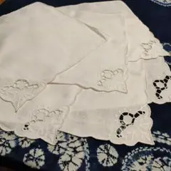 刺繍　麻ナフキンテーブルセット　６まい