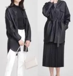 ほぼ未使用12100円 ナノ・ユニバース ロングシャツジャケット 36 黒