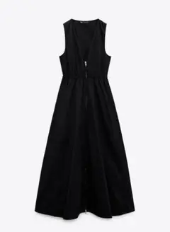 ZARA ポプリンジッパーワンピース　Lサイズ　ジャンスカ