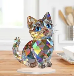 クリスタルプリントキャット　猫雑貨　スタンド型　サンキャッチャー　置物　108