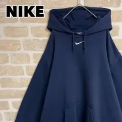 NIKE ナイキ パーカー センタースウッシュ 刺繍 ネイビー ゆるだぼ XXL