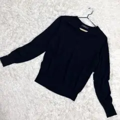 UNTITLED✨超美品　Vネックニット　リブ袖　ワールド　ブラック　（M）
