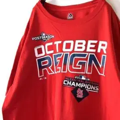 マジェスティック MLB オクトーバー REIGN Tシャツ XL レッド赤古着