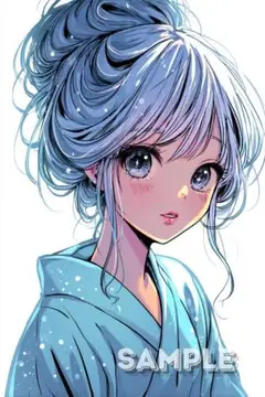 540 オリジナルデザイン 人物ステッカー 女性 バスローブ 4枚