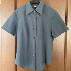 レディース　青　半袖ブラウス