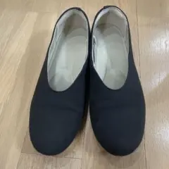 無印良品　MUJI リネン混フラットシューズ　黒　23.0cm