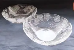 ガラス製花柄ボウル2個セット カメイガラス製