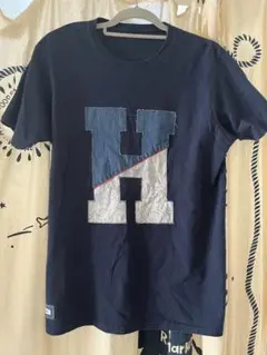 H.R.REMAKEエイチアールリメイク　パッチワーク HパッチTシャツ　L