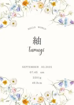 命名書・命名紙(台紙のみ) A4 or はがきサイズ　花柄　花