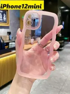iPhone12mini なみなみ　透明ケース ピンク iPhoneケース