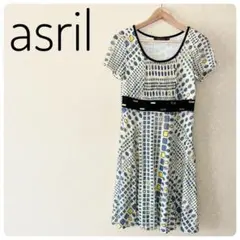 美品‼asril昭和レトロ　レディース半袖　膝丈ワンピース　L