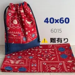 給食セット★バンダナザウルス・赤★40×60小学校ランチョンマット＆給食袋