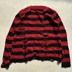 broken knitダメージニット 赤 レッド パンク グランジ 古着