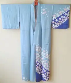 ★踊り衣装 日本舞踊 水色地 桜柄 単衣 着物4枚セット 中古