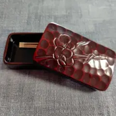 茶道具　鎌倉彫　花文香合　仕覆付　時代箱　V　R8308 茶道具 鎌倉彫 花文香合 仕覆付 時代箱 V R8308