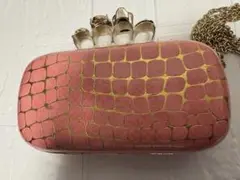 スカルハンドル　ピンククラッチバッグ