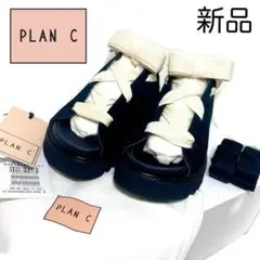 新品 PLAN C プランシー 36 レースアップリボンサンダル 黒 ブラック