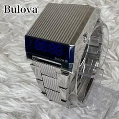 【美品】BULOVA ブローバ コンピュートロン デジタル 腕時計 青色 LED
