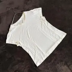 【Leilian】レーヨン混 刺繍入Tシャツ（9）ホワイト カットソー Vネック