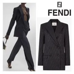 15j7 22年新作 FENDI フェンディ ズッカ柄 ダブルジャケット 36