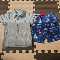 ポロシャツとボート柄ショートパンツセット