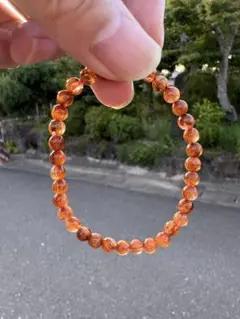 天然石　希少　5ミリ　キャッツアイ　オレンジルチルクォーツ　ブレスレッド