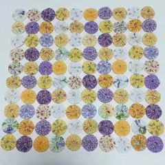 ハンドメイド　ヨーヨーキルト　パープル&イエローミックス　No.21