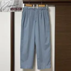古着　スラックス　水色　デザインパンツ　ユーロ　3タック　カラースラックス