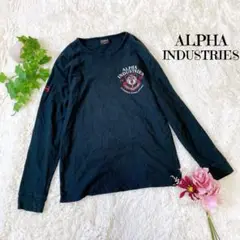 アルファインダストリー 長袖Tシャツ コットン 黒 ロンT【L】プリント 105