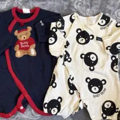 クマ柄ロンパース 50-60cm 2点セット