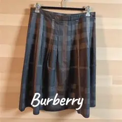 『美品』Burberry プリーツスカート グレー系チェック ひざ丈❤︎