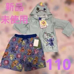 スティッチ　フード付きラッシュガードとサーフパンツ
