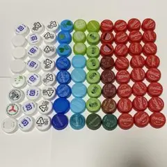 ペットボトルキャップ　80個　赤茶緑黄緑水色青白　　工作 手芸 資材
