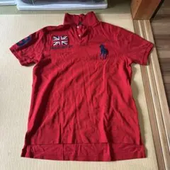 赤 ポロシャツ イギリス国旗刺繍