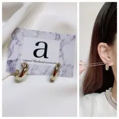 2330-1 ゴールド☺︎小ぶり半円フープの樹脂ピアス☺︎