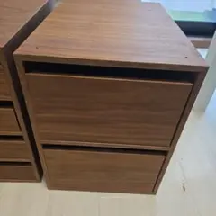 無印良品 木製収納ケース 引出式 2段 ウォールナット材
