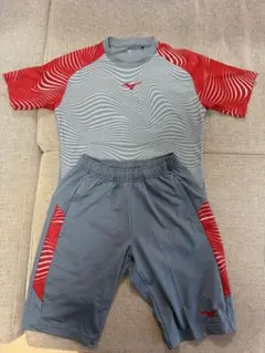 Mizuno サッカーウェア　セット グレー/レッド