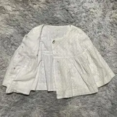 【アデュートリステス】コットンレース ノーカラー ジャケット 清楚 JC572