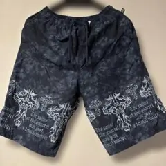 ネイビーグラフィックプリント水着ショートパンツ