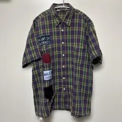 Grandad 半袖チェックシャツ