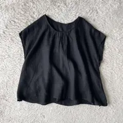 ネストローブ 極美品 NEST ROBE リネンノースリーブブラウス F 黒