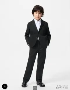 140cm ユニクロ フォーマルスーツ ジッケットパンツセット　ブラック
