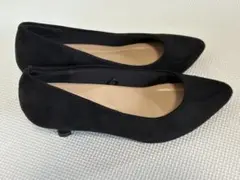 ブラックスエードポインテッドトゥパンプス 24.0cm