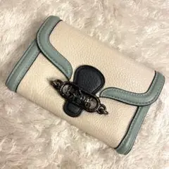 【COACH】 三つ折り財布 ウォレット ジェイド 馬車金具 白