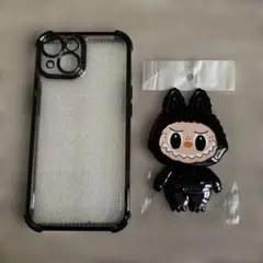 新品未使用品グリッター黒iPhone16ケースと鏡付き